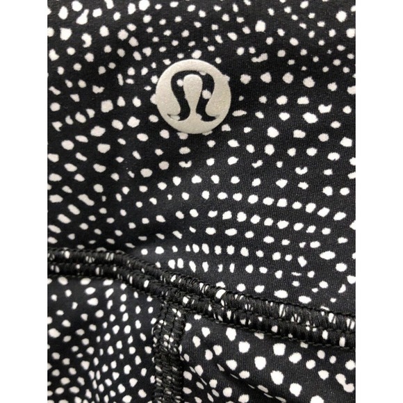 Lululemon Peloton Speed Up Tight 28 Black White Dotted Mesh Leggings Womens 6 - Picture 3 of 5